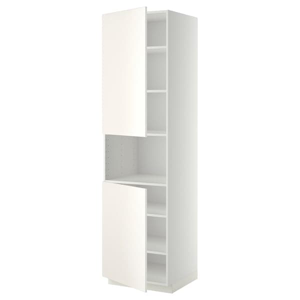 METOD - High cab f micro w 2 doors/shelves, white/Veddinge white, 60x60x220 cm - best price from Maltashopper.com 39455419