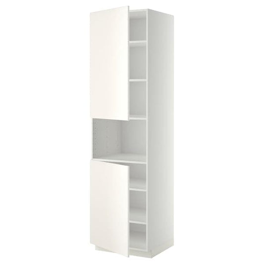 METOD - High cab f micro w 2 doors/shelves, white/Veddinge white, 60x60x220 cm - best price from Maltashopper.com 39455419