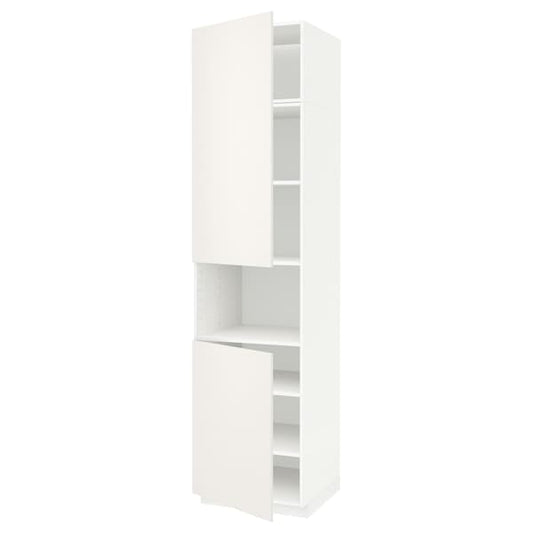 Ikea METOD - High cab f micro w 2 doors/shelves, white/Veddinge white, 60x60x240 cm