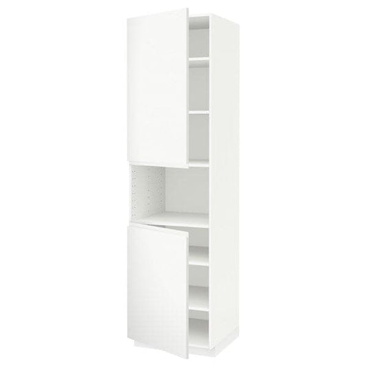 Ikea METOD - High cab f micro w 2 doors/shelves, white/Voxtorp matt white, 60x60x220 cm