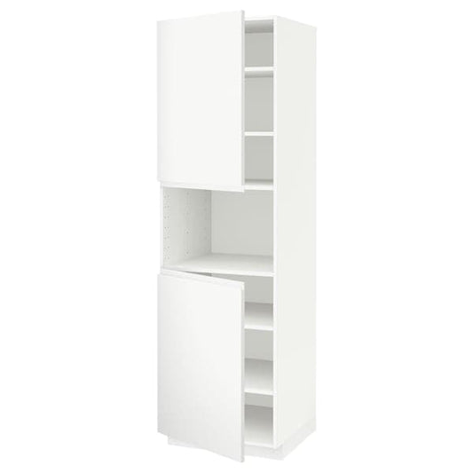 Ikea METOD - High cab f micro w 2 doors/shelves, white/Voxtorp matt white, 60x60x200 cm