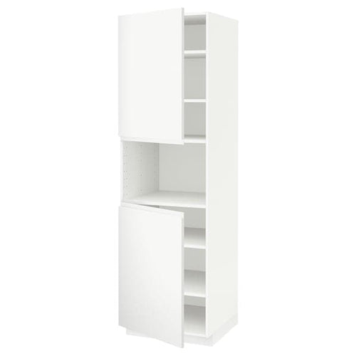 METOD high cab f micro w 2 doors/shelves, white/Voxtorp matt white, 60x60x200 cm