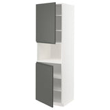 METOD high cab f micro w 2 doors/shelves, white/Voxtorp dark grey, 60x60x200 cm