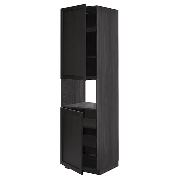 Ikea METOD - High cab f micro w 2 doors/shelves, black/Lerhyttan black stained, 60x60x220 cm