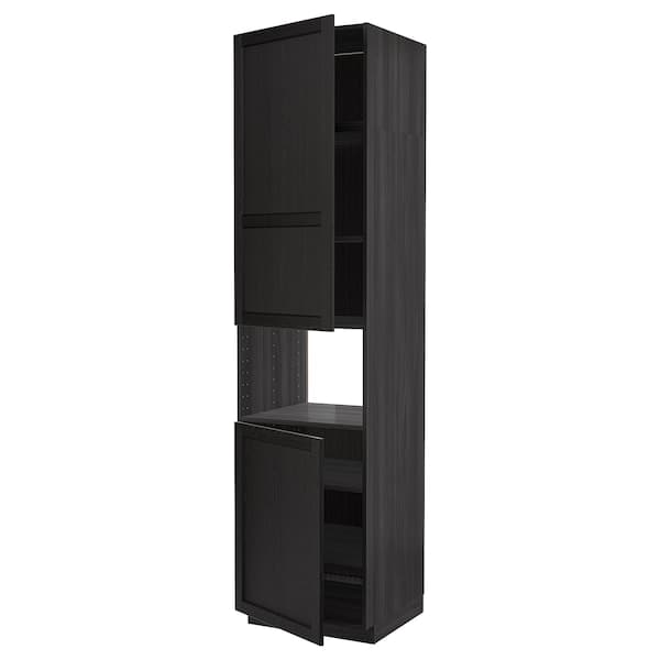 Ikea METOD - High cab f micro w 2 doors/shelves, black/Lerhyttan black stained, 60x60x240 cm