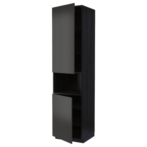 METOD - High cab f micro w 2 doors/shelves, black/Nickebo matt anthracite, 60x60x240 cm