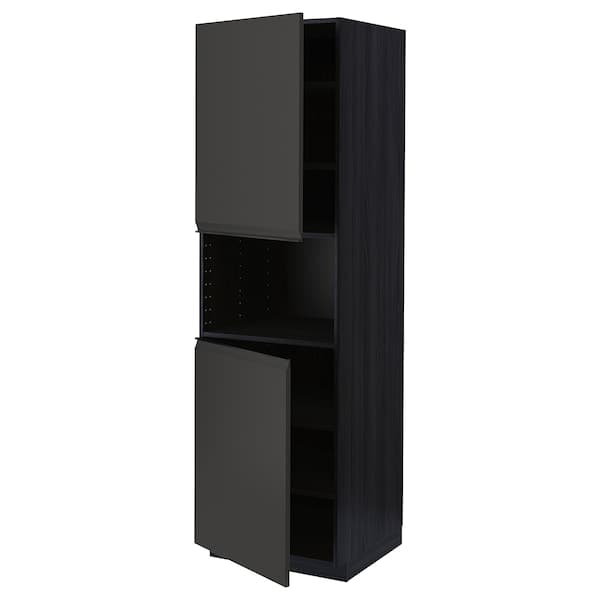 Ikea METOD - High cab f micro w 2 doors/shelves, black/Upplöv matt anthracite, 60x60x200 cm