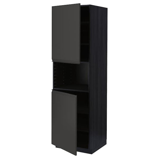 Ikea METOD - High cab f micro w 2 doors/shelves, black/Upplöv matt anthracite, 60x60x200 cm