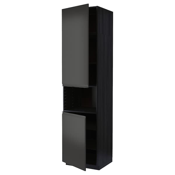 Ikea METOD - High cab f micro w 2 doors/shelves, black/Upplöv matt anthracite, 60x60x240 cm