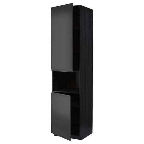 METOD - High cab f micro w 2 doors/shelves, black/Upplöv matt anthracite, 60x60x240 cm