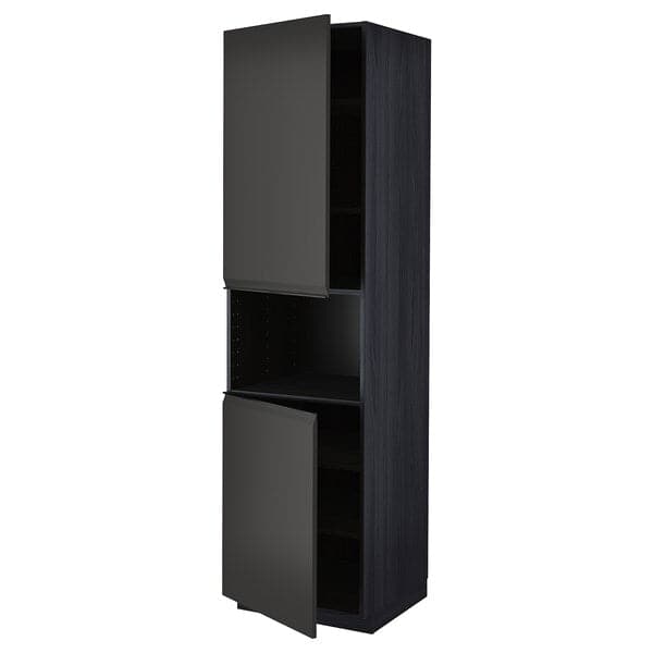 METOD - High cab f micro w 2 doors/shelves, black/Upplöv matt anthracite, 60x60x220 cm