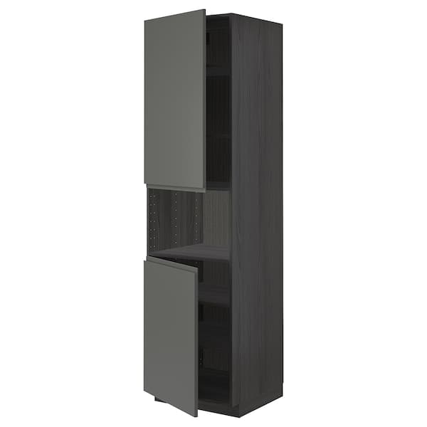 Ikea METOD - High cab f micro w 2 doors/shelves, black/Voxtorp dark grey, 60x60x220 cm