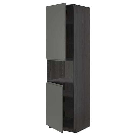 Ikea METOD - High cab f micro w 2 doors/shelves, black/Voxtorp dark grey, 60x60x220 cm