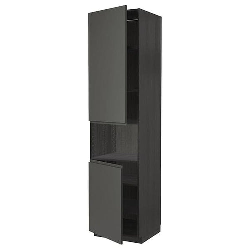 METOD high cab f micro w 2 doors/shelves, black/Voxtorp dark grey, 60.0x240.0x60.0 cm