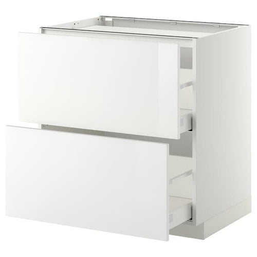 METOD - Base cab f hob/2 fronts/2 drawers, white/Ringhult white, 80x60 cm