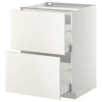 METOD - Base cab f hob/2 fronts/2 drawers, white/Veddinge grey, 60x60 cm - best price from Maltashopper.com 99105244