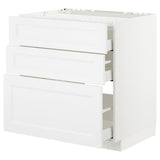 METOD base cab f hob/3 fronts/3 drawers, white/Axstad matt white, 80x60 cm