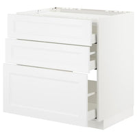 METOD - Base cab f hob/3 fronts/3 drawers, white/Axstad matt white, 80x60 cm - best price from Maltashopper.com 79288659