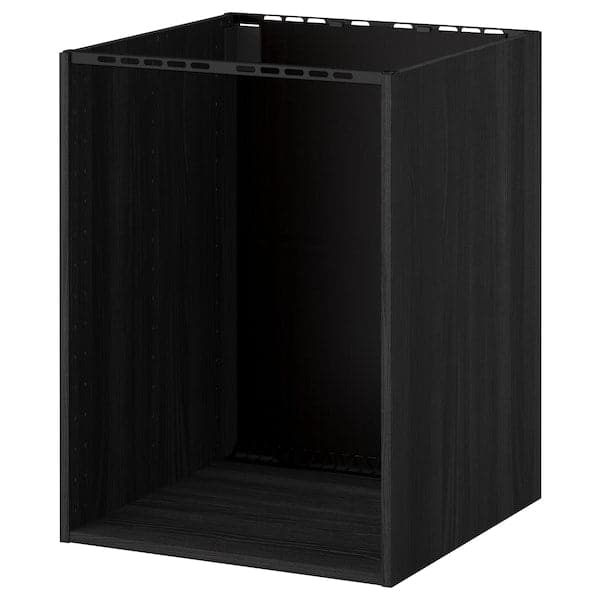 METOD - Base cabinet for built-in oven/sink, wood effect black