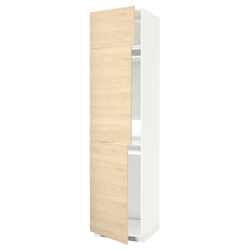 METOD - High cab f fridge/freezer w 3 doors, white/Askersund light ash effect , 60x60x240 cm