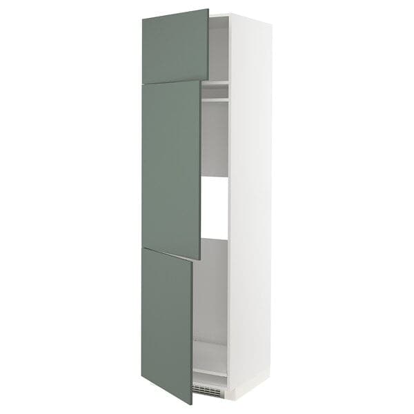 METOD - High cab f fridge/freezer w 3 doors, white/Bodarp grey-green, 60x60x220 cm