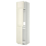 METOD high cab f fridge/freezer w 3 doors, white/Bodbyn off-white, 60x60x240 cm
