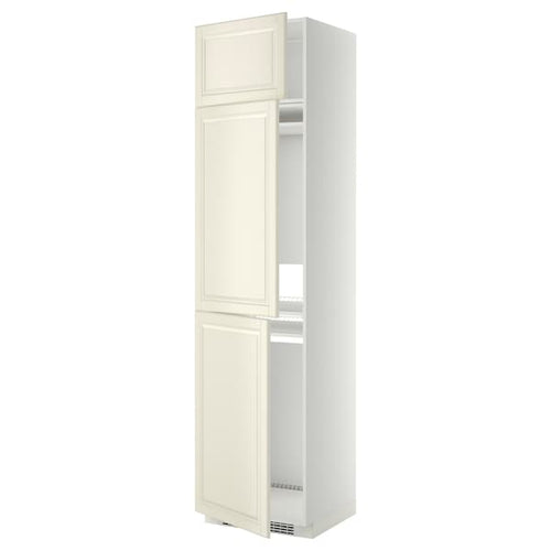 METOD - High cab f fridge/freezer w 3 doors, white/Bodbyn off-white, 60x60x240 cm