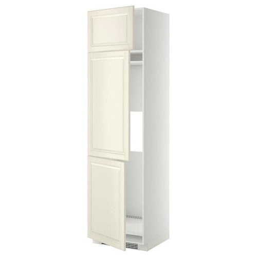 METOD high cab f fridge/freezer w 3 doors, white/Bodbyn off-white, 60x60x220 cm