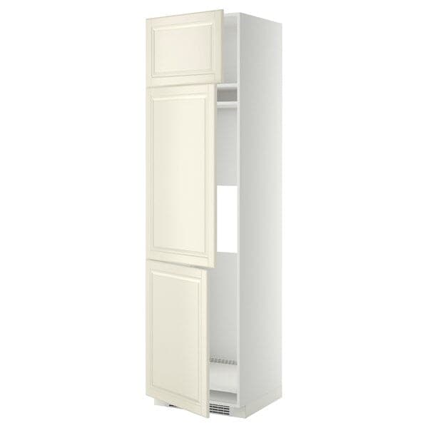 METOD - High cab f fridge/freezer w 3 doors, white/Bodbyn off-white, 60x60x220 cm