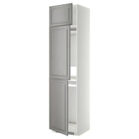 METOD - High cab f fridge/freezer w 3 doors, white/Bodbyn grey, 60x60x240 cm - best price from Maltashopper.com 49455640
