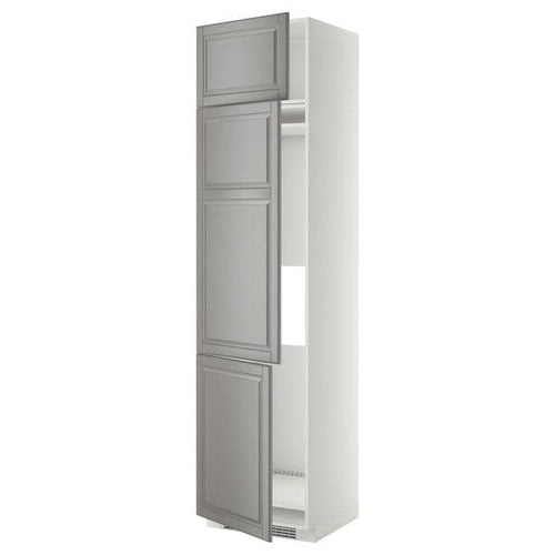 METOD - High cab f fridge/freezer w 3 doors, white/Bodbyn grey , 60x60x240 cm