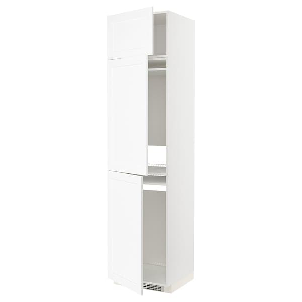 METOD - High cab f fridge/freezer w 3 doors, white Enköping/white wood effect, 60x60x240 cm - best price from Maltashopper.com 29473536