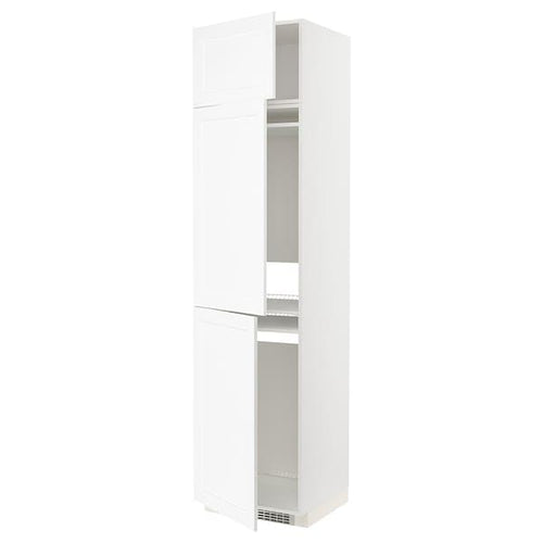 METOD - High cab f fridge/freezer w 3 doors, white Enköping/white wood effect, 60x60x240 cm