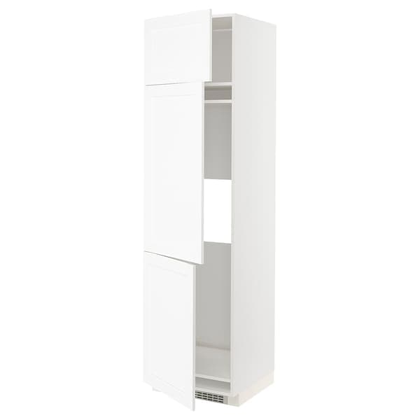 Ikea METOD - High cab f fridge/freezer w 3 doors, white Enköping/white wood effect, 60x60x220 cm