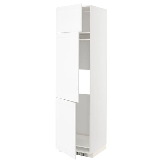 Ikea METOD - High cab f fridge/freezer w 3 doors, white Enköping/white wood effect, 60x60x220 cm