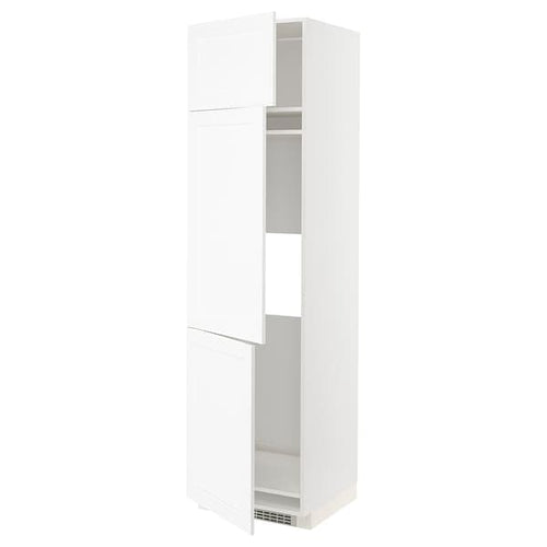 METOD - METOD High cab f fridge/freezer w 3 doors, white Enköping/white wood effect, 60x60x220 cm