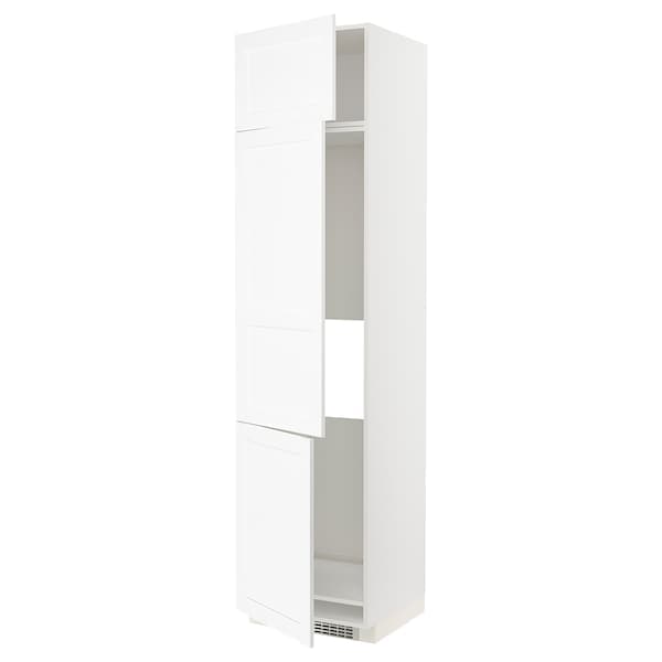 METOD - High cab f fridge/freezer w 3 doors, white Enköping/white wood effect , 60x60x240 cm - best price from Maltashopper.com 49473535