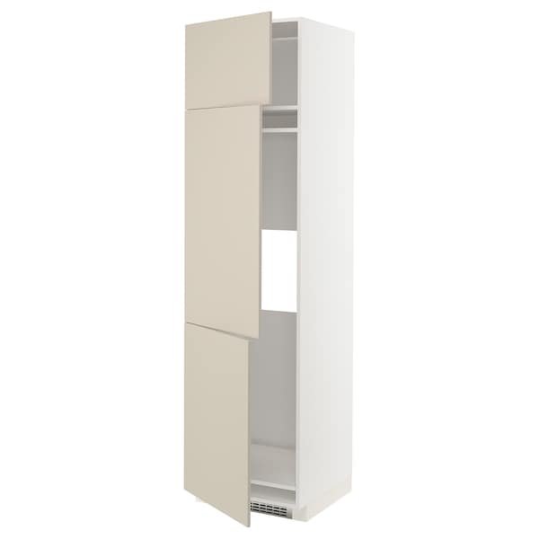 Ikea METOD - High cab f fridge/freezer w 3 doors, white/Havstorp beige , 60x60x220 cm