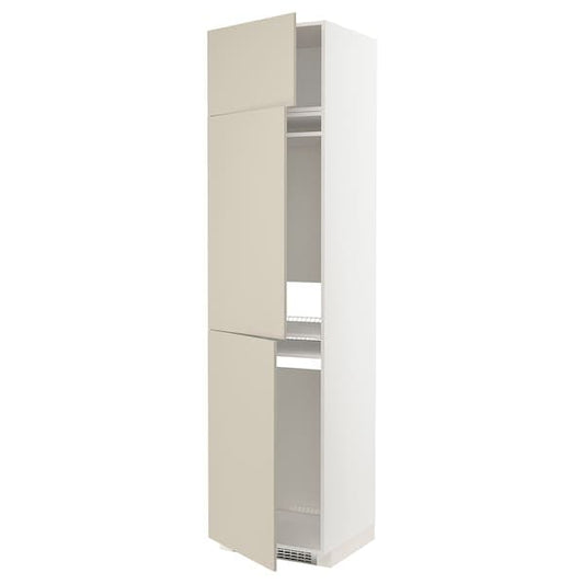 Ikea METOD - High cab f fridge/freezer w 3 doors, white/Havstorp beige, 60x60x240 cm