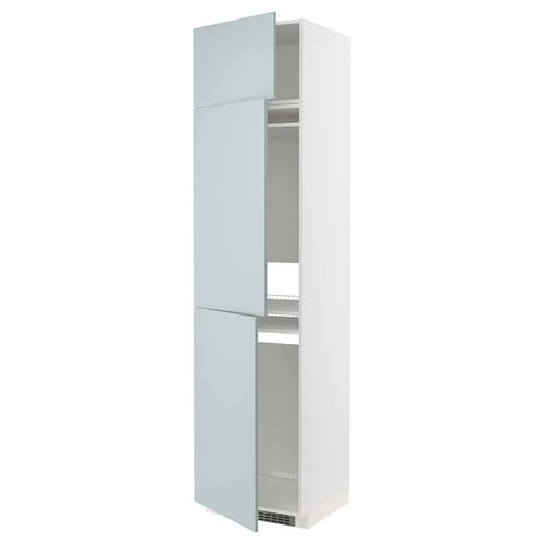 METOD high cab f fridge/freezer w 3 doors, white/Kallarp light grey-blue, 60.0x240.0x60.0 cm