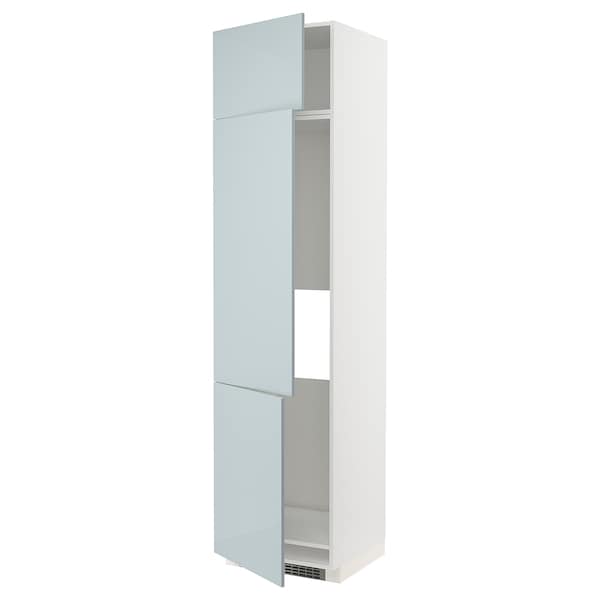 METOD - High cab f fridge/freezer w 3 doors, white/Kallarp light grey-blue , 60x60x240 cm