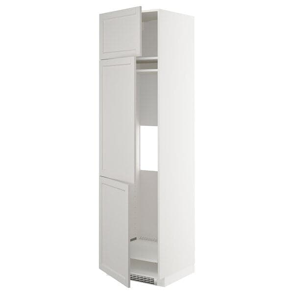 METOD - High cab f fridge/freezer w 3 doors, white/Lerhyttan light grey, 60x60x220 cm - best price from Maltashopper.com 99460502