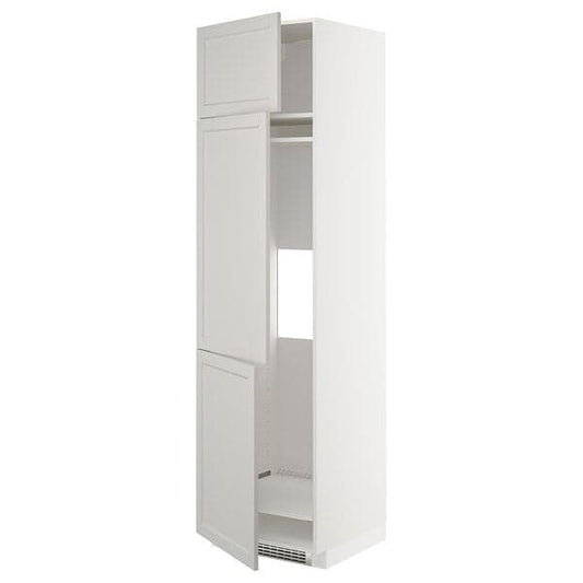 METOD - High cab f fridge/freezer w 3 doors, white/Lerhyttan light grey, 60x60x220 cm - best price from Maltashopper.com 99460502