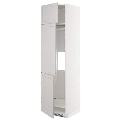 METOD high cab f fridge/freezer w 3 doors, white/Lerhyttan light grey, 60x60x220 cm