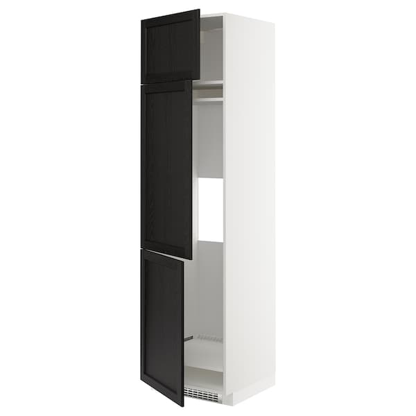 Ikea METOD - High cab f fridge/freezer w 3 doors, white/Lerhyttan black stained , 60x60x220 cm