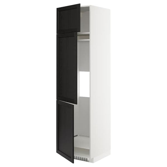 Ikea METOD - High cab f fridge/freezer w 3 doors, white/Lerhyttan black stained , 60x60x220 cm