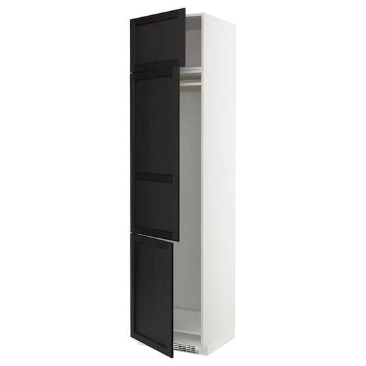 Ikea METOD - High cab f fridge/freezer w 3 doors, white/Lerhyttan black stained , 60x60x240 cm
