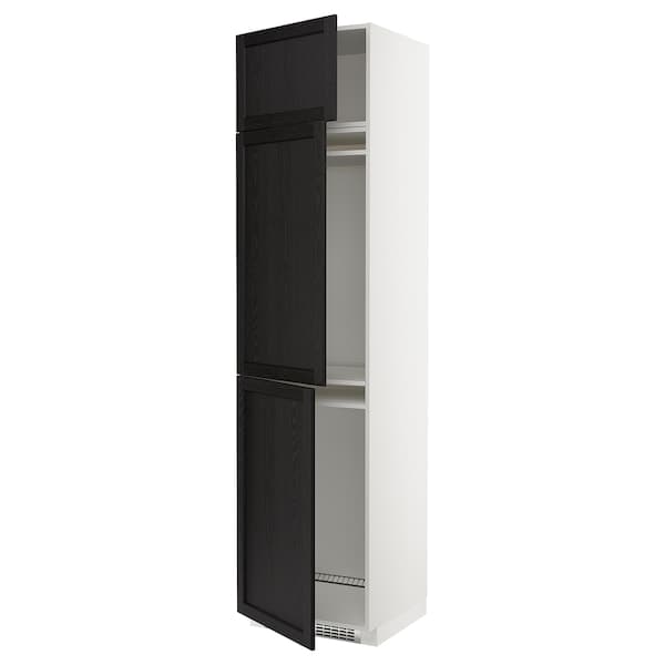 METOD - High cab f fridge/freezer w 3 doors, white/Lerhyttan black stained , 60x60x240 cm - best price from Maltashopper.com 79467401