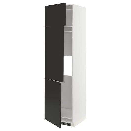 Ikea METOD - High cab f fridge/freezer w 3 doors, white/Nickebo matt anthracite, 60x60x220 cm