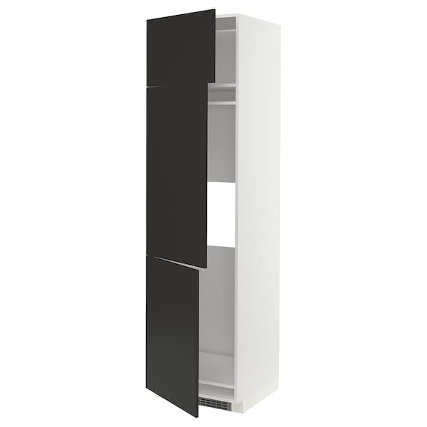 METOD - High cab f fridge/freezer w 3 doors, white/Nickebo matt anthracite, 60x60x220 cm